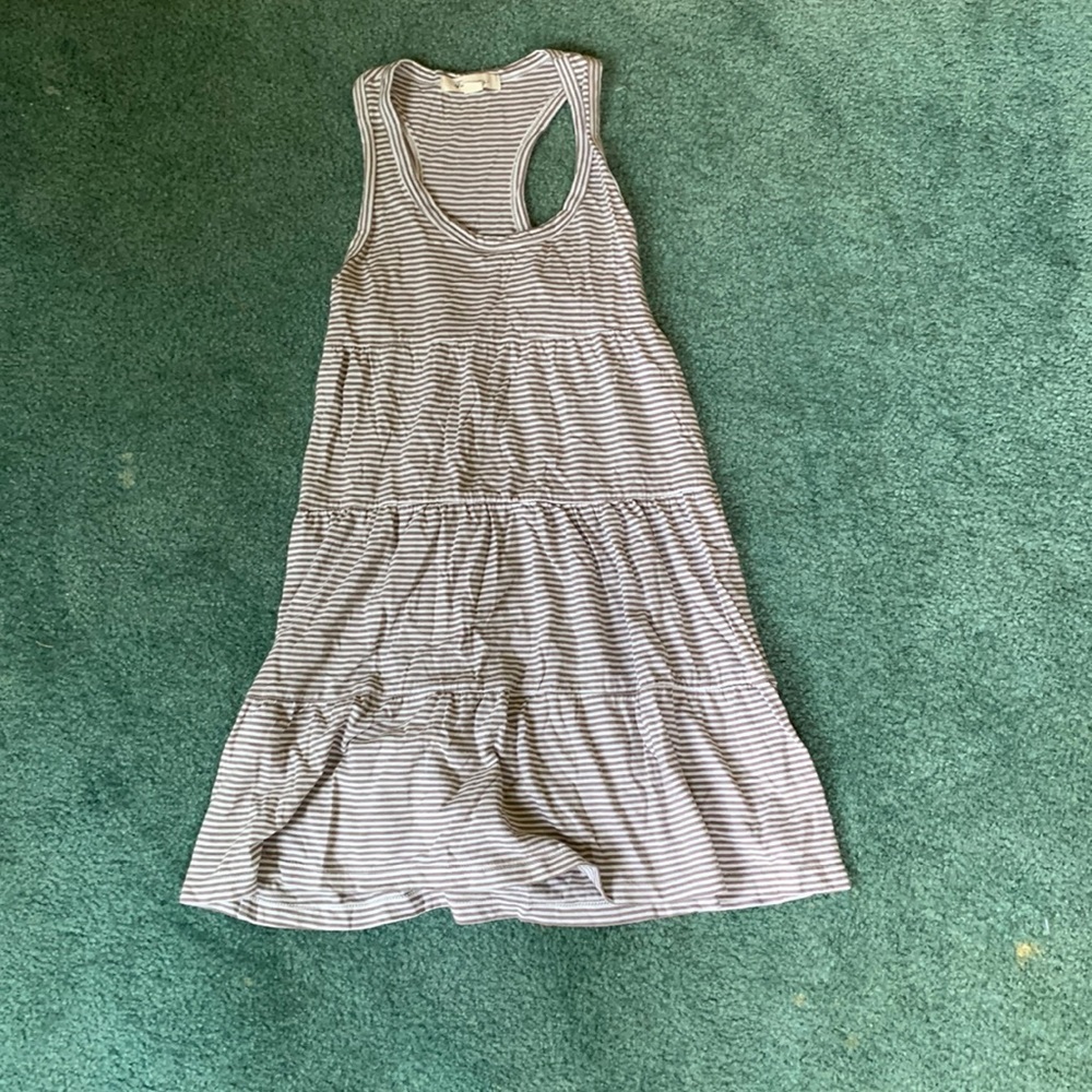 Brown and white striped dress